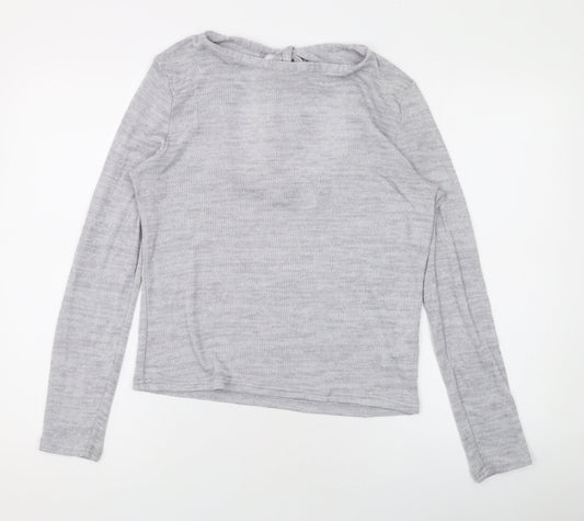 Divided by H&M Womens Grey Round Neck Polyester Pullover Jumper Size L