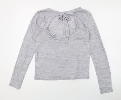 Divided by H&M Womens Grey Round Neck Polyester Pullover Jumper Size L