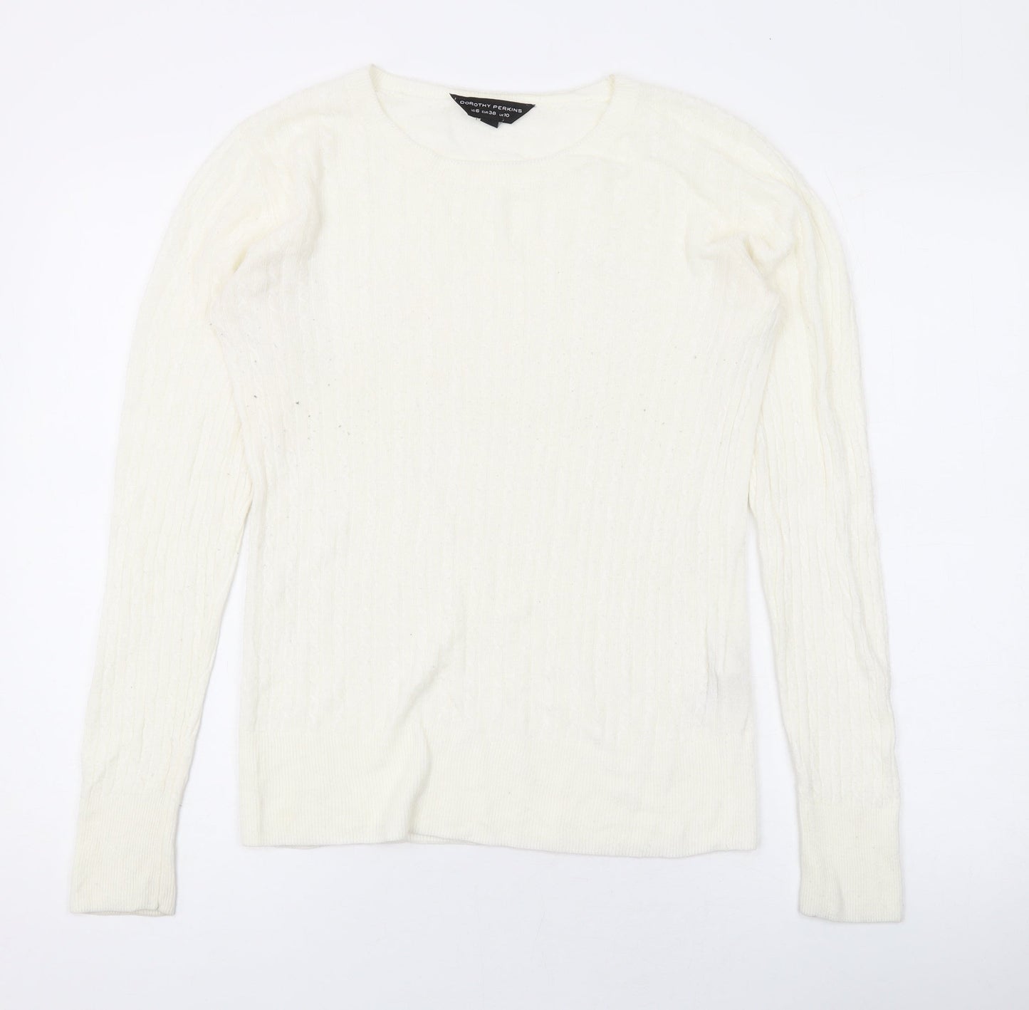 Dorothy Perkins Womens Ivory Round Neck Acrylic Pullover Jumper Size 10