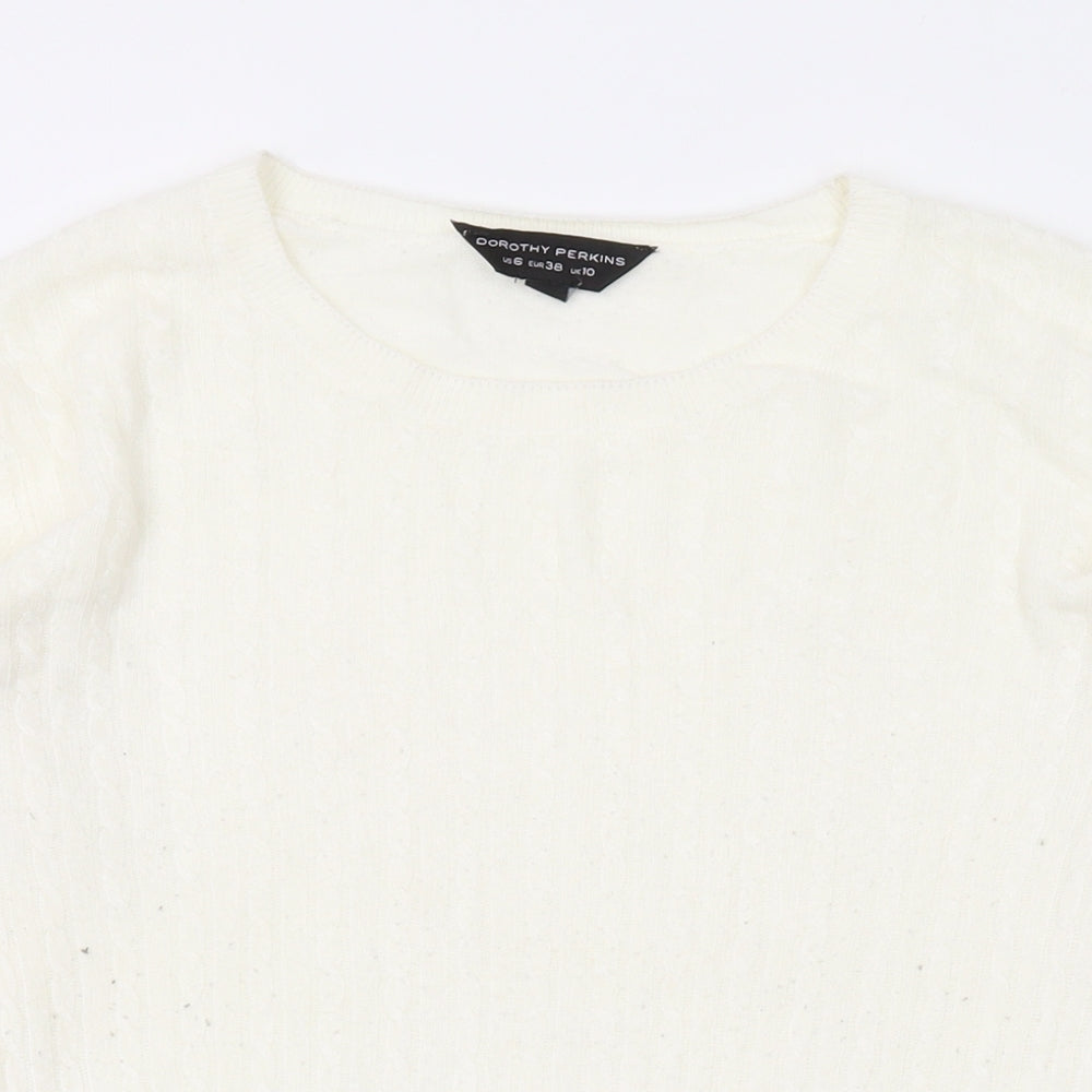 Dorothy Perkins Womens Ivory Round Neck Acrylic Pullover Jumper Size 10