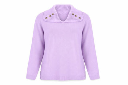 Keeno Womens Purple V-Neck Acrylic Pullover Jumper Size S