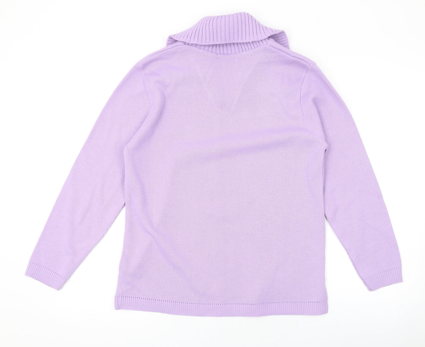 Keeno Womens Purple V-Neck Acrylic Pullover Jumper Size S