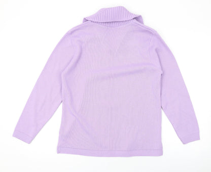 Keeno Womens Purple V-Neck Acrylic Pullover Jumper Size S