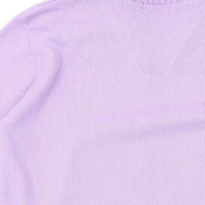 Keeno Womens Purple V-Neck Acrylic Pullover Jumper Size S