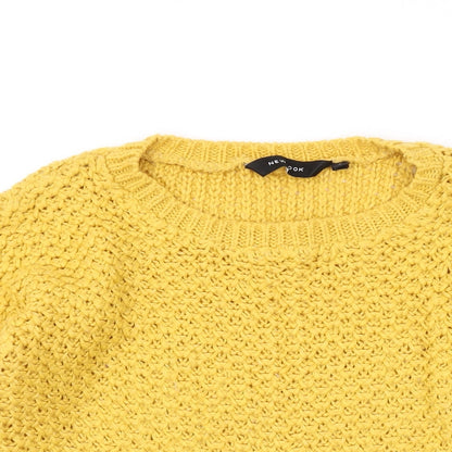 New Look Womens Yellow Round Neck Acrylic Pullover Jumper Size 8