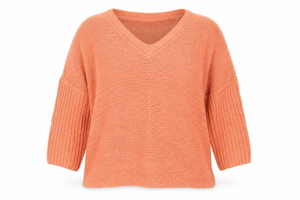 Noisy may Womens Orange V-Neck Acrylic Pullover Jumper Size S