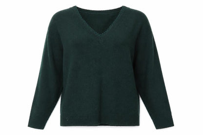 &et Womens Green V-Neck Acrylic Pullover Jumper Size 10