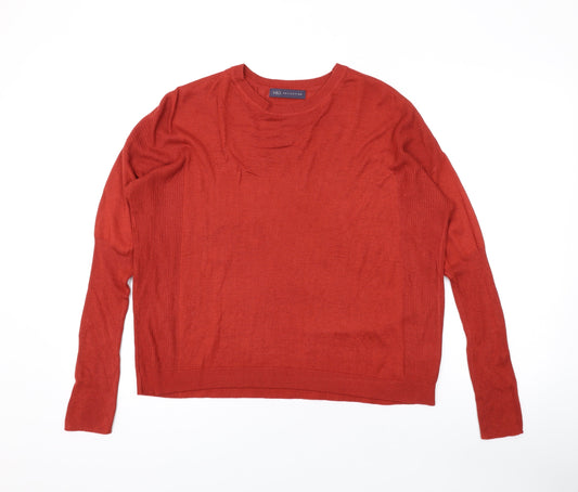 Marks and Spencer Womens Orange Round Neck Acrylic Pullover Jumper Size 14