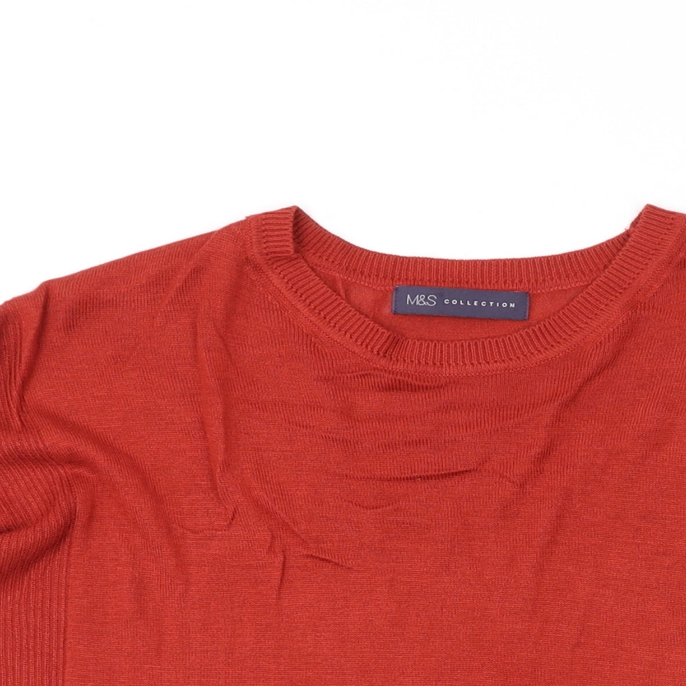 Marks and Spencer Womens Orange Round Neck Acrylic Pullover Jumper Size 14