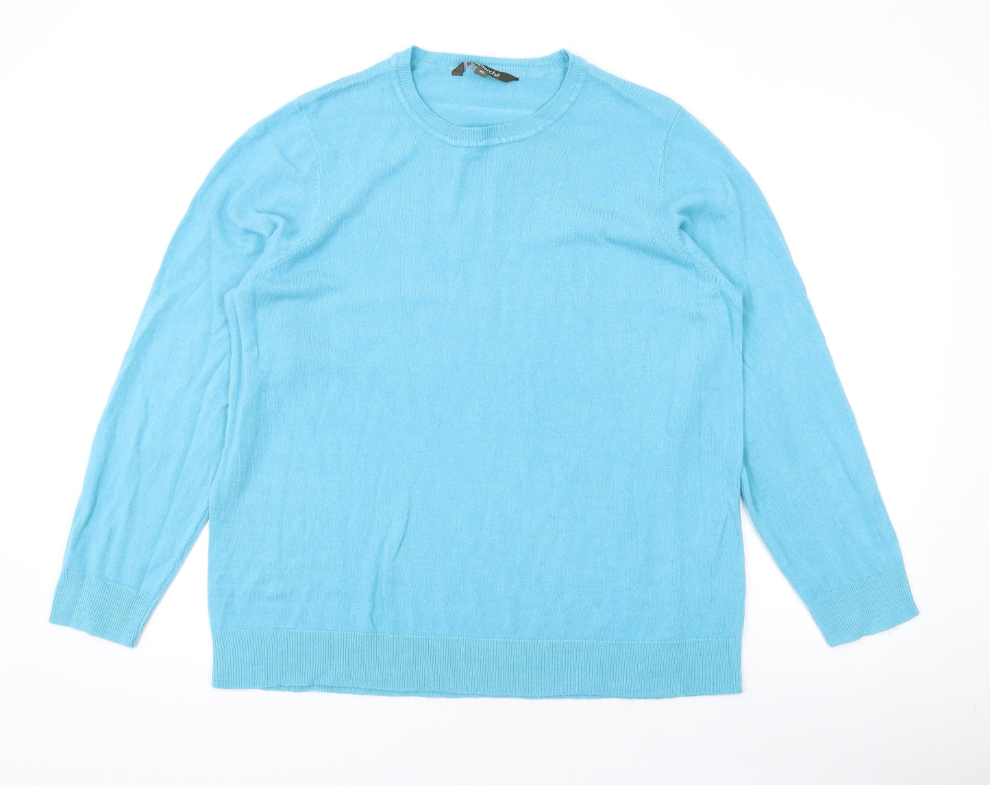 Bonmarché Womens Blue Round Neck Acrylic Pullover Jumper Size 12