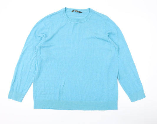 Bonmarché Womens Blue Round Neck Acrylic Pullover Jumper Size 12