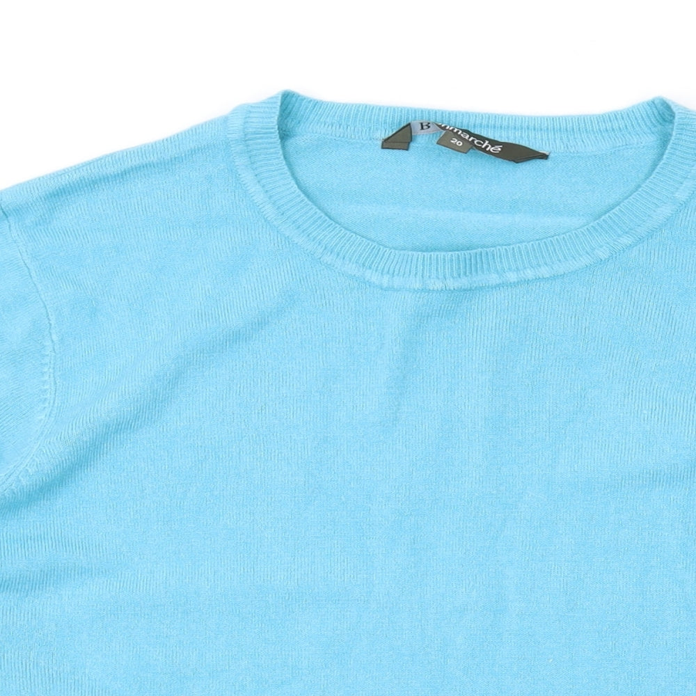 Bonmarché Womens Blue Round Neck Acrylic Pullover Jumper Size 12