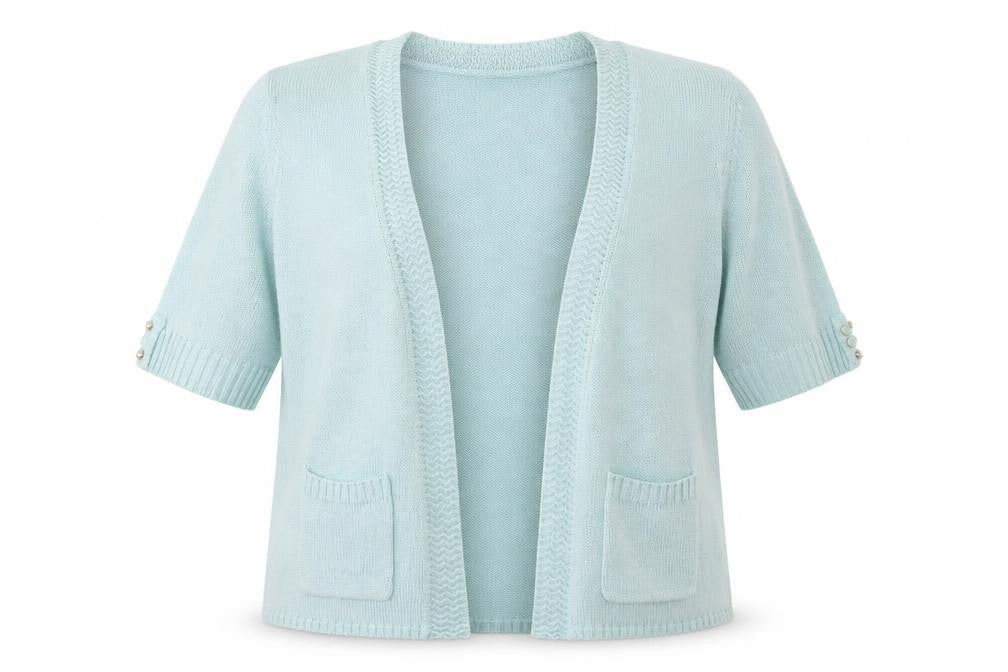 EWM Womens Blue V-Neck Acrylic Cardigan Jumper Size 20