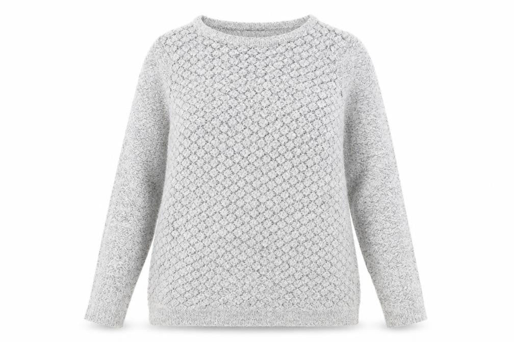 M&Co Womens Grey Round Neck Acrylic Pullover Jumper Size 14