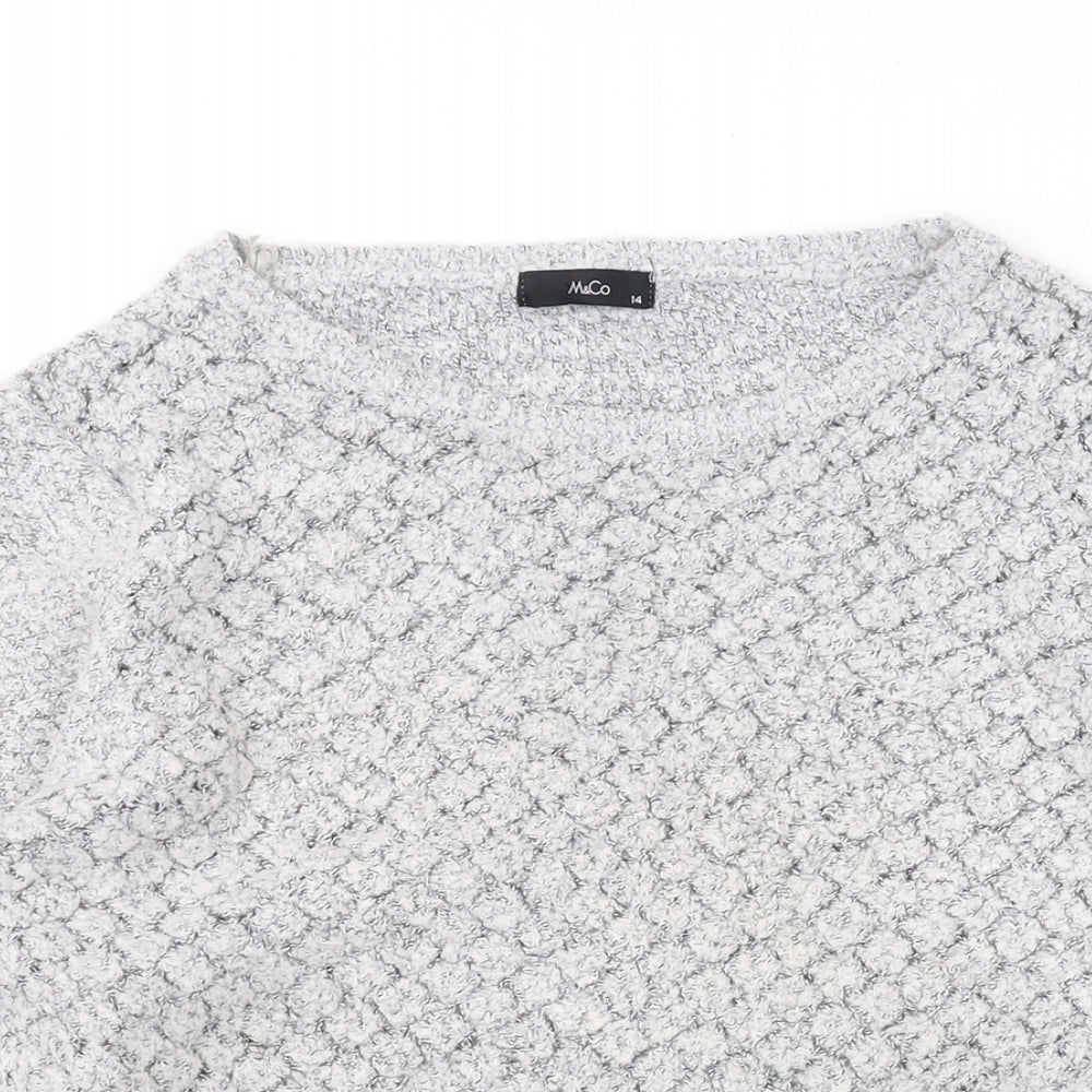 M&Co Womens Grey Round Neck Acrylic Pullover Jumper Size 14