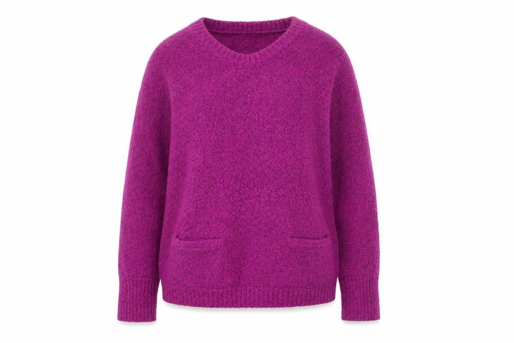 M&Co Womens Purple V-Neck Acrylic Pullover Jumper Size S