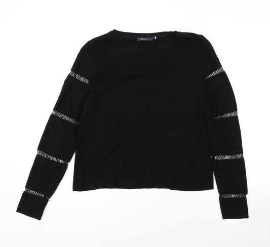 Marks and Spencer Womens Black Round Neck Viscose Pullover Jumper Size 12