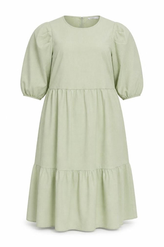 Only Womens Green Polyester A-Line Size L Round Neck Button - Tiered