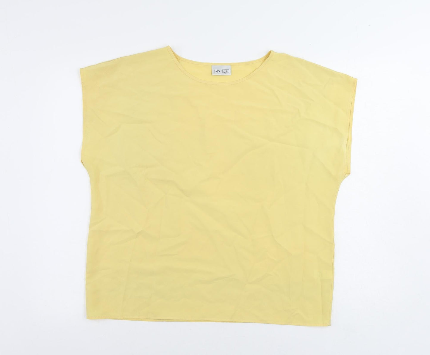 BHS Womens Yellow Polyester Basic Blouse Size 16 Round Neck