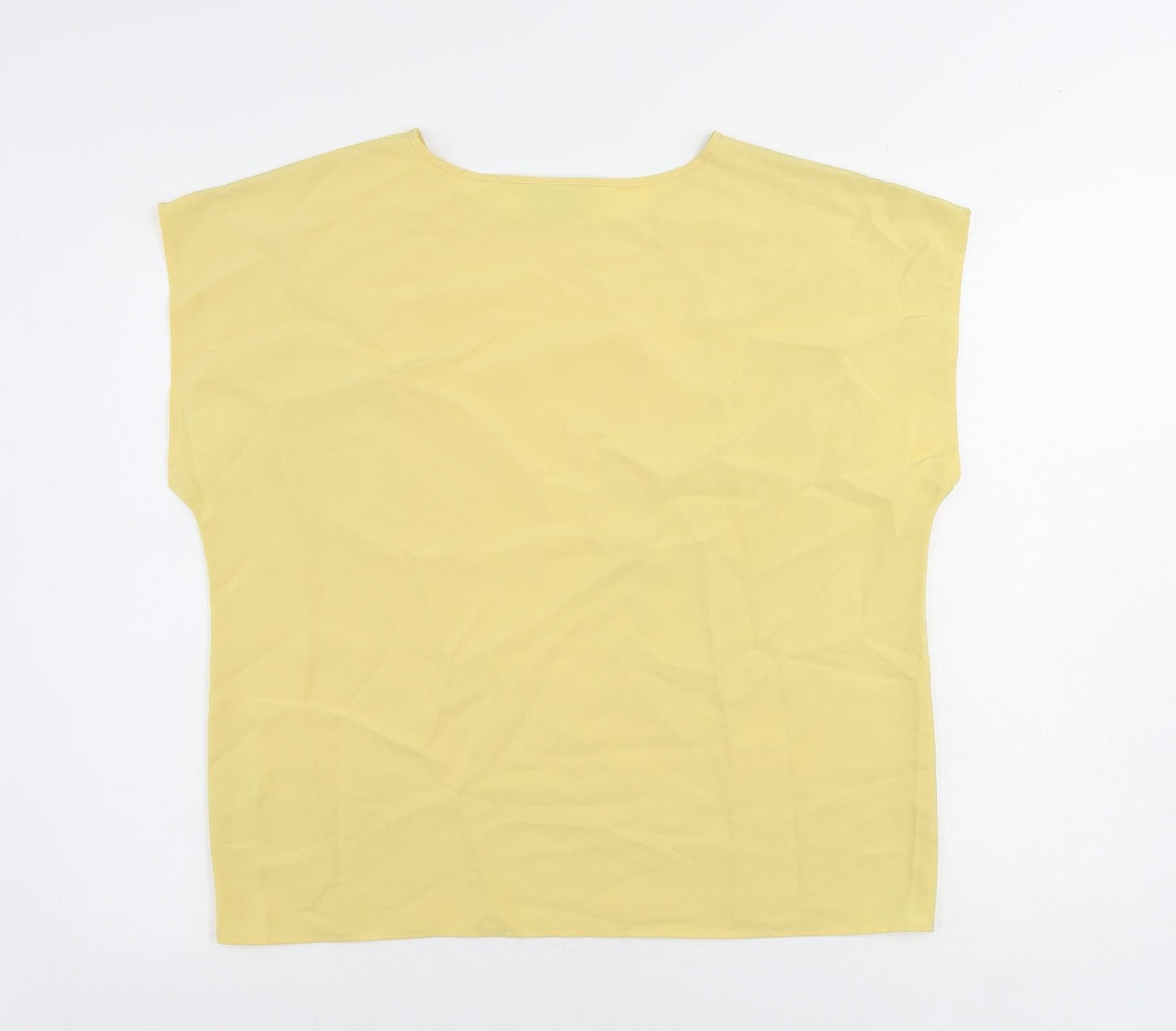 BHS Womens Yellow Polyester Basic Blouse Size 16 Round Neck