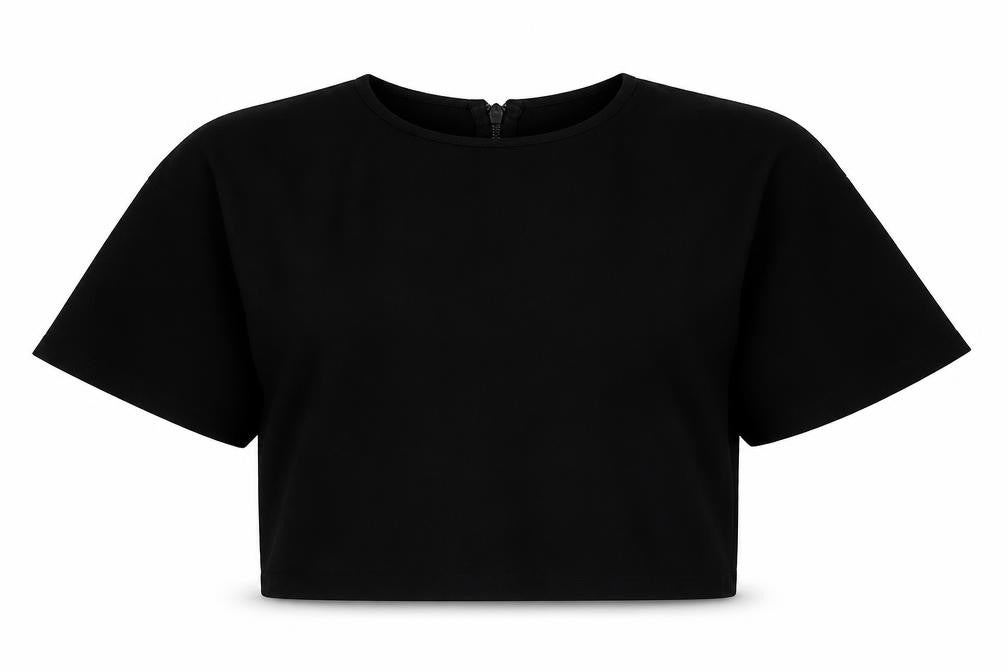 ASOS Womens Black Polyester Cropped Blouse Size 10 Round Neck