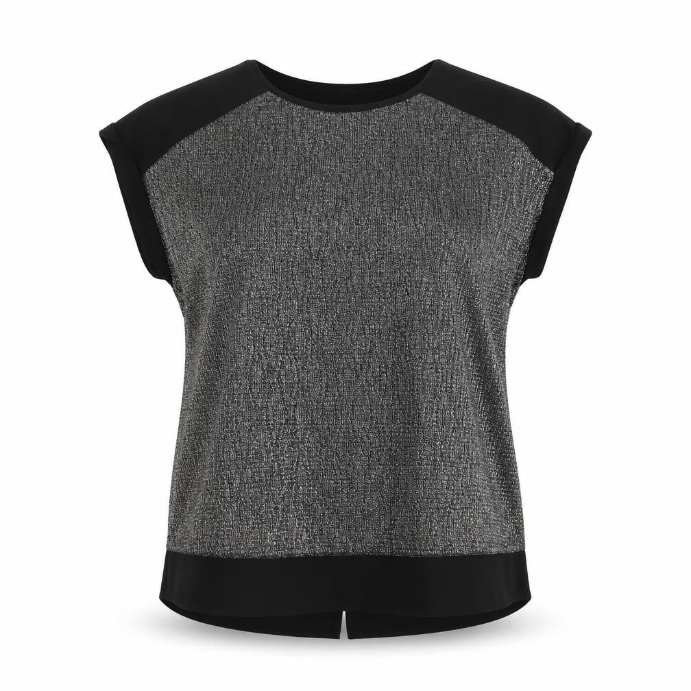 Oasis Womens Silver Polyester Basic Blouse Size S Round Neck - Metallic