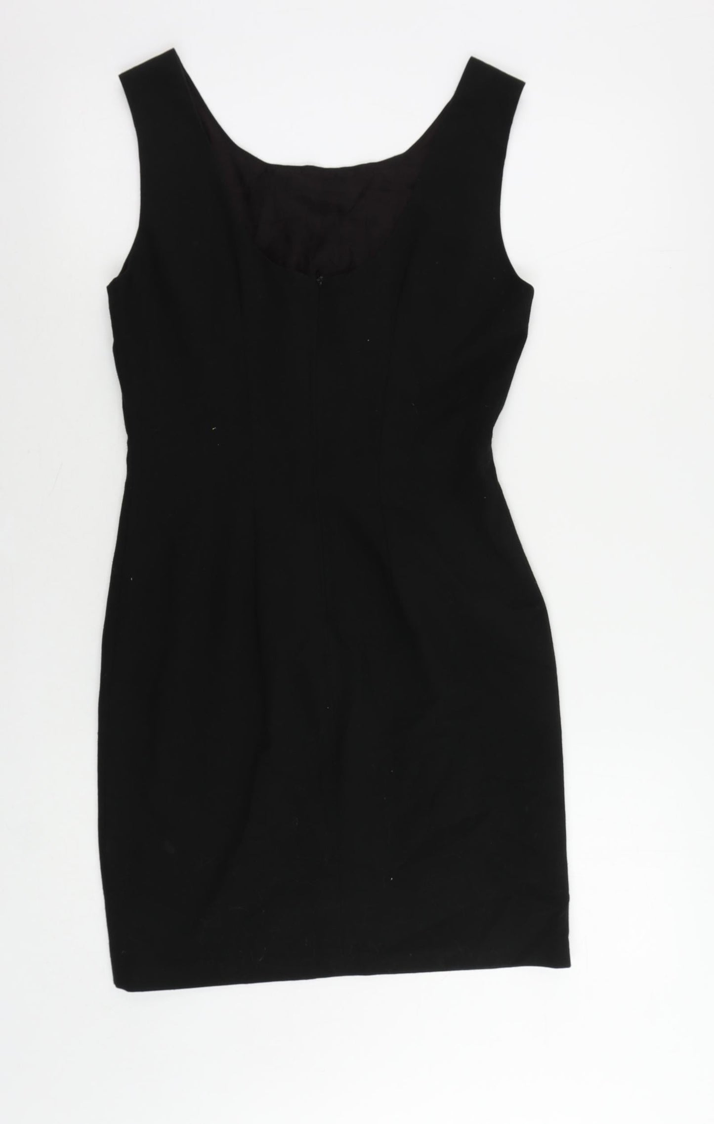 Warehouse Womens Black Polyester Pencil Dress Size 10 Scoop Neck Zip
