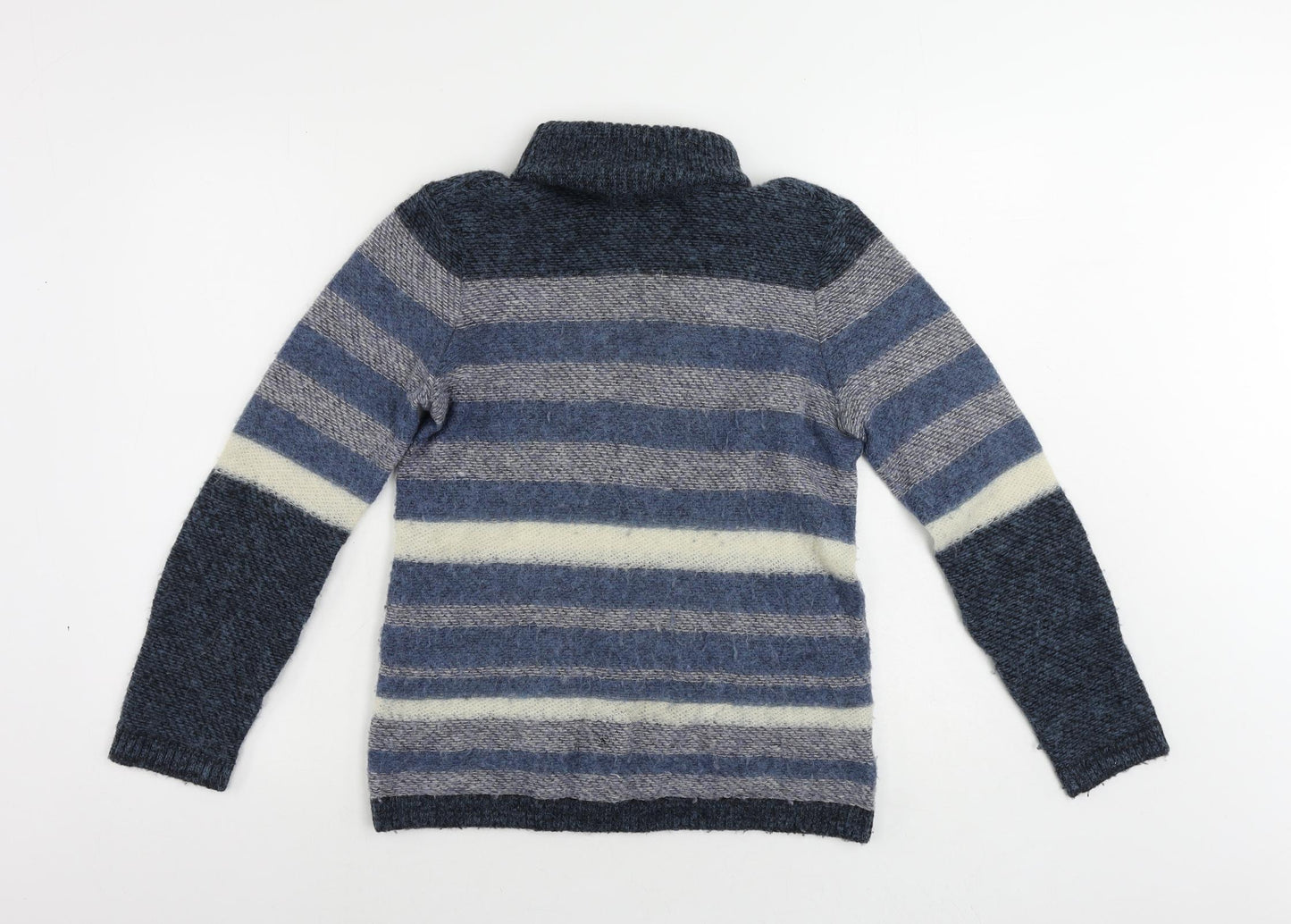 Tory Burch Womens Blue Roll Neck Striped Polyamide Pullover Jumper Size XS
