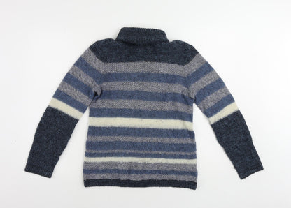 Tory Burch Womens Blue Roll Neck Striped Polyamide Pullover Jumper Size XS