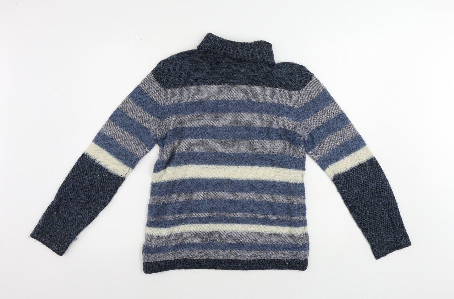Tory Burch Womens Blue Roll Neck Striped Polyamide Pullover Jumper Size XS