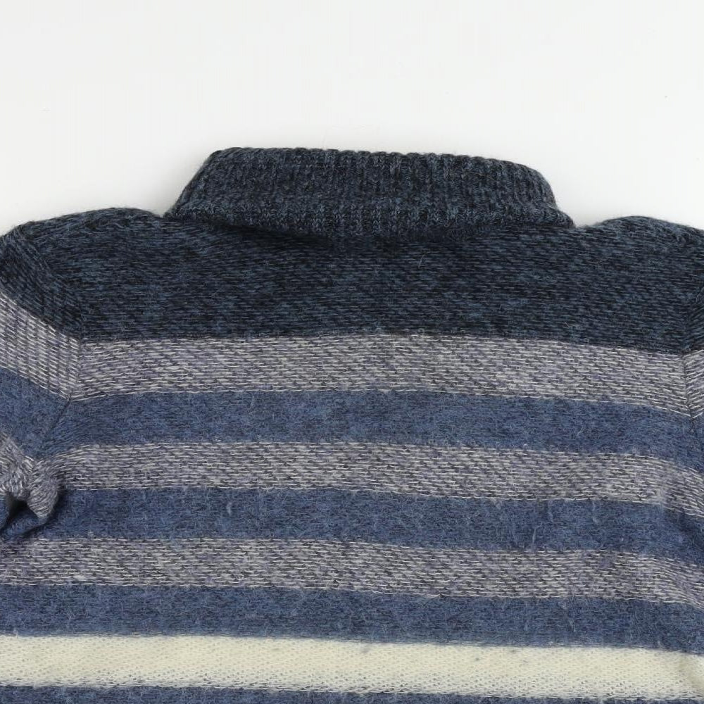 Tory Burch Womens Blue Roll Neck Striped Polyamide Pullover Jumper Size XS