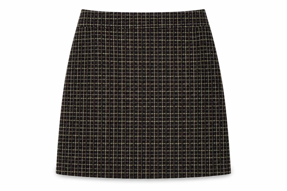 LOFT Womens Black Check Polyester Mini Skirt Size S - Elastic Waist Pockets