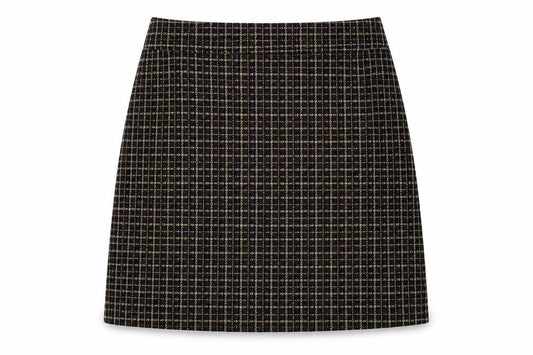 LOFT Womens Black Check Polyester Mini Skirt Size S - Elastic Waist Pockets