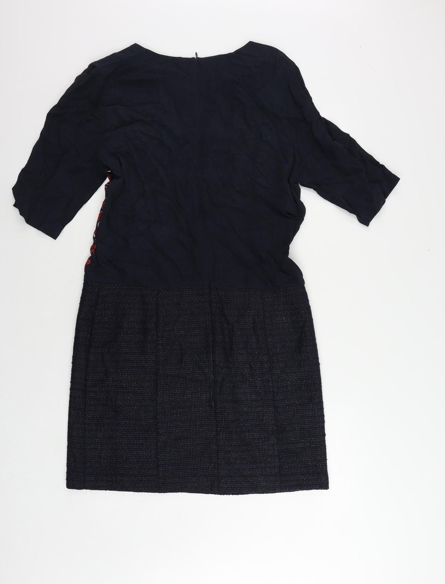 Sandwich Womens Blue Viscose A-Line Size 10 Boat Neck Zip