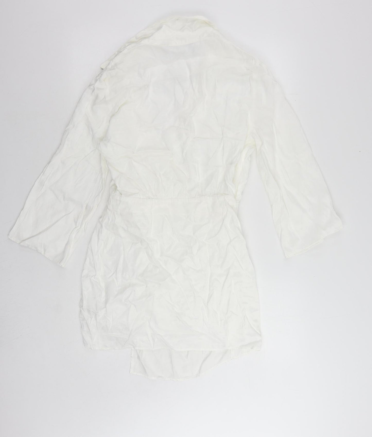 Zara Womens White Viscose Mini Size M Collared Button