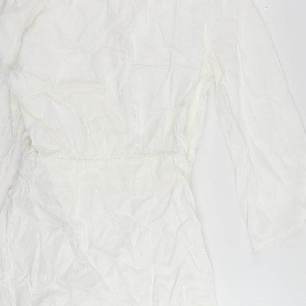 Zara Womens White Viscose Mini Size M Collared Button