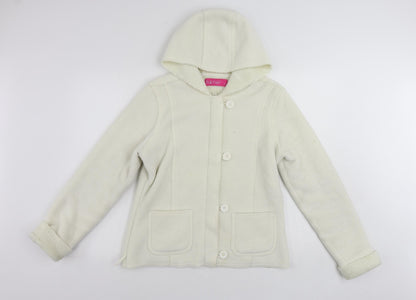 Additional front view of Falmer Heritage women’s white jacket, size UK 12, button - hooded