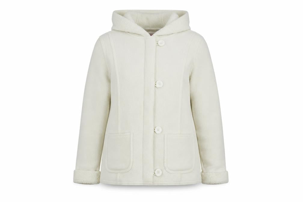Falmer Womens White Jacket Size 12 Button - Hooded