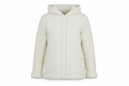 Front view of Falmer Heritage women’s white jacket, size UK 12, button - hooded