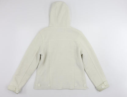 Back view of Falmer Heritage women’s white jacket, size UK 12, button - hooded