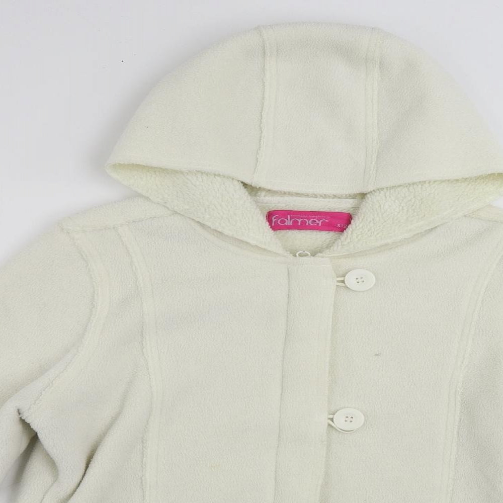 Falmer Womens White Jacket Size 12 Button - Hooded