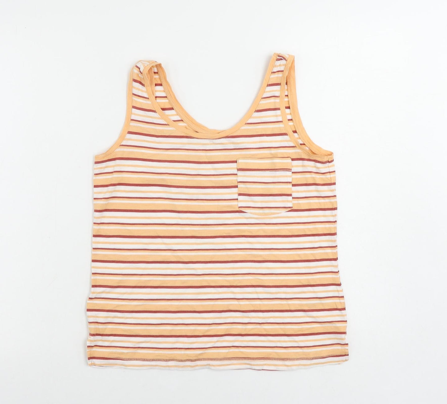 NEXT Womens Orange Striped Cotton Basic Tank Size 6 Scoop Neck