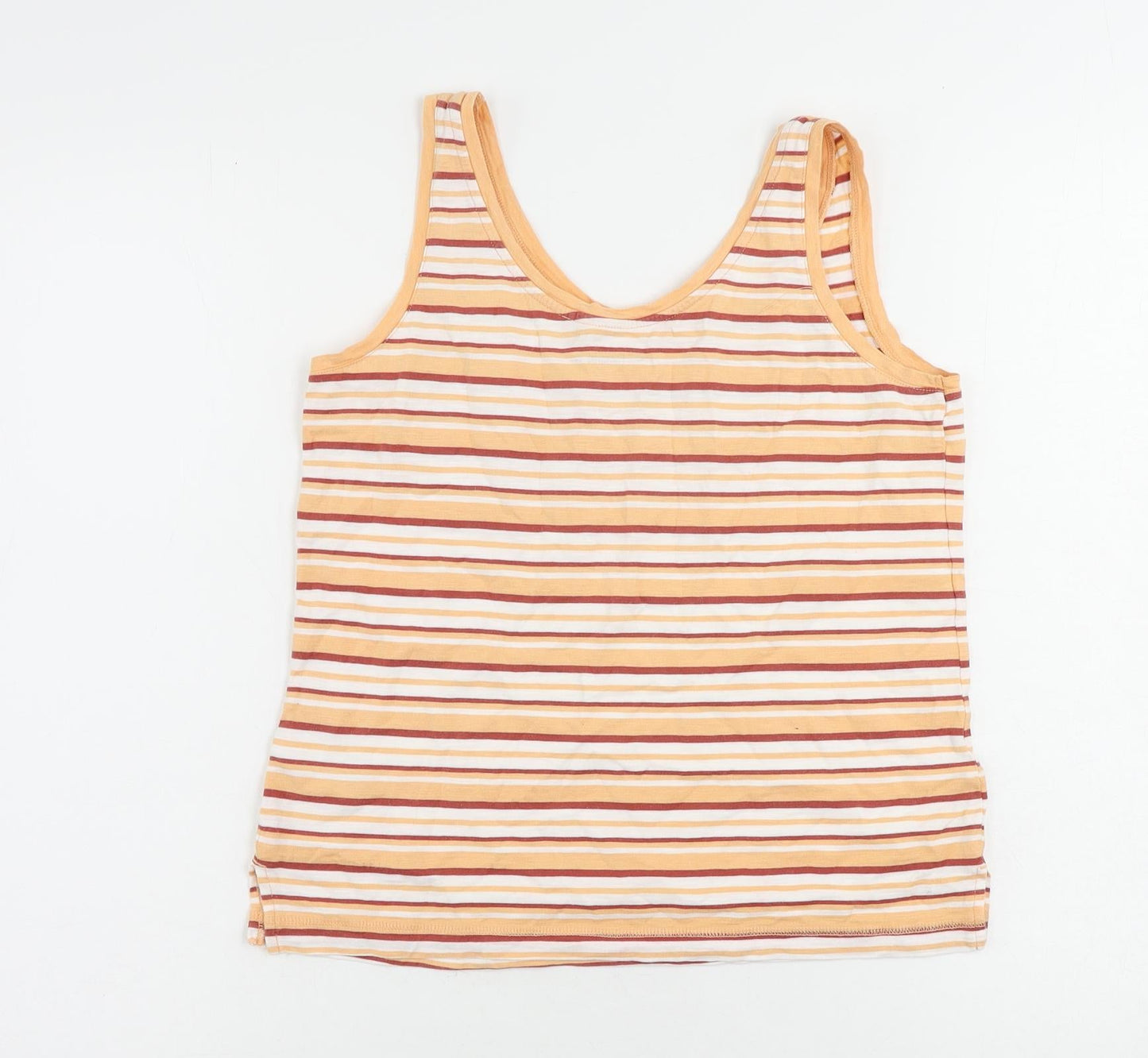 NEXT Womens Orange Striped Cotton Basic Tank Size 6 Scoop Neck