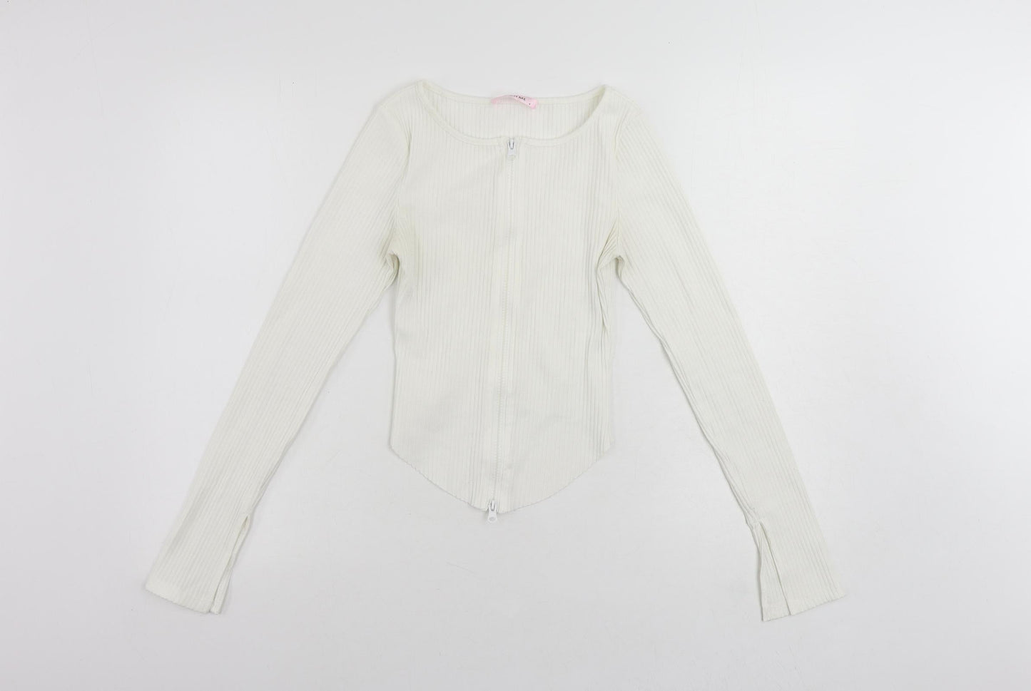 Katch Me Womens White Polyester Basic Blouse Size 8 Round Neck - Ribbed