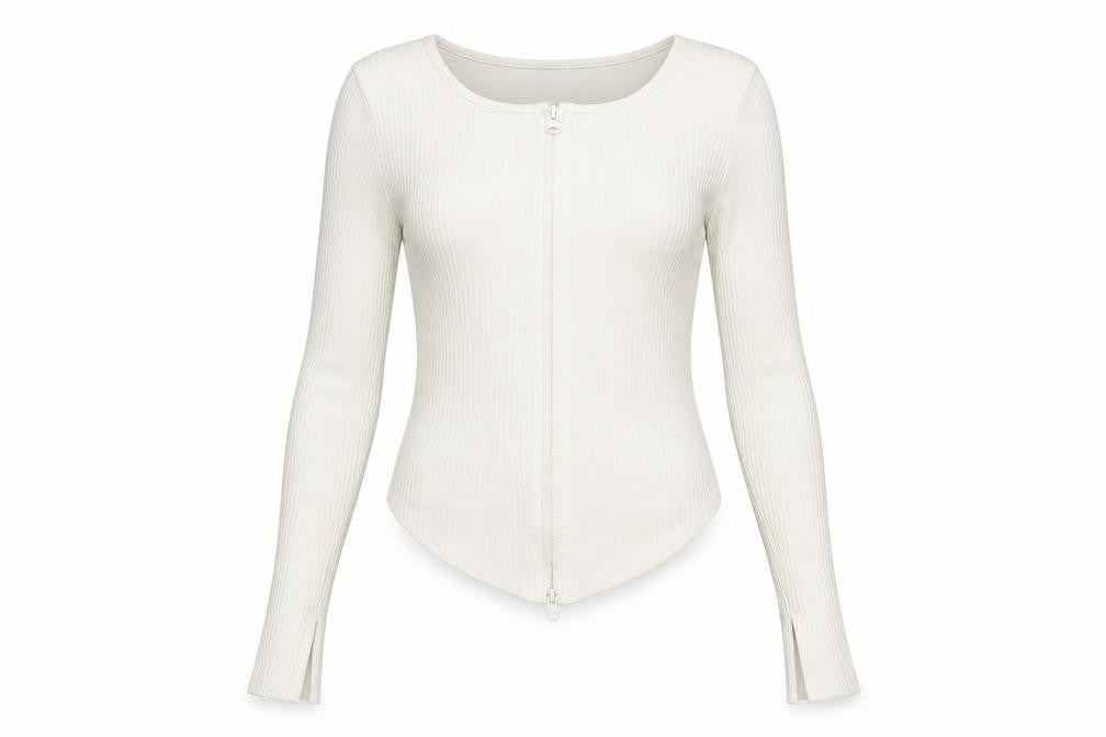 Katch Me Womens White Polyester Basic Blouse Size 8 Round Neck - Ribbed