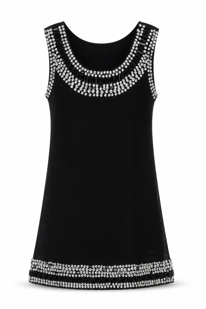 Club L Womens Black Polyester Shift Size S Boat Neck Pullover - Embellished