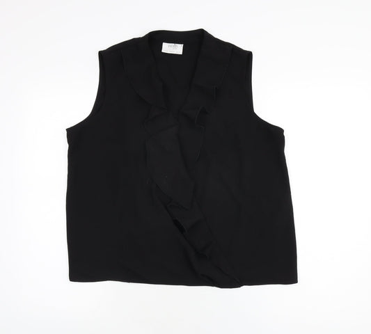 Wallis Womens Black Polyester Basic T-Shirt Size 16 V-Neck