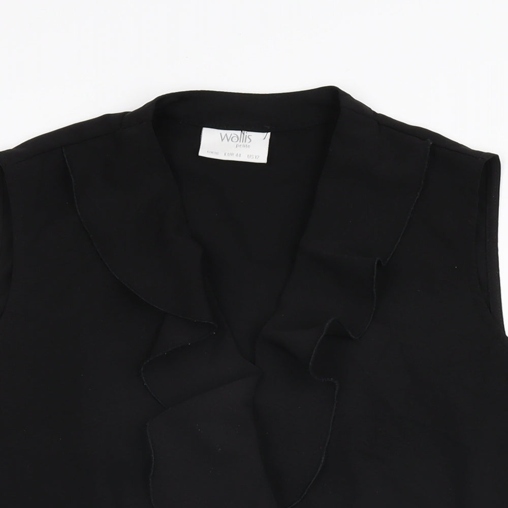 Wallis Womens Black Polyester Basic T-Shirt Size 16 V-Neck