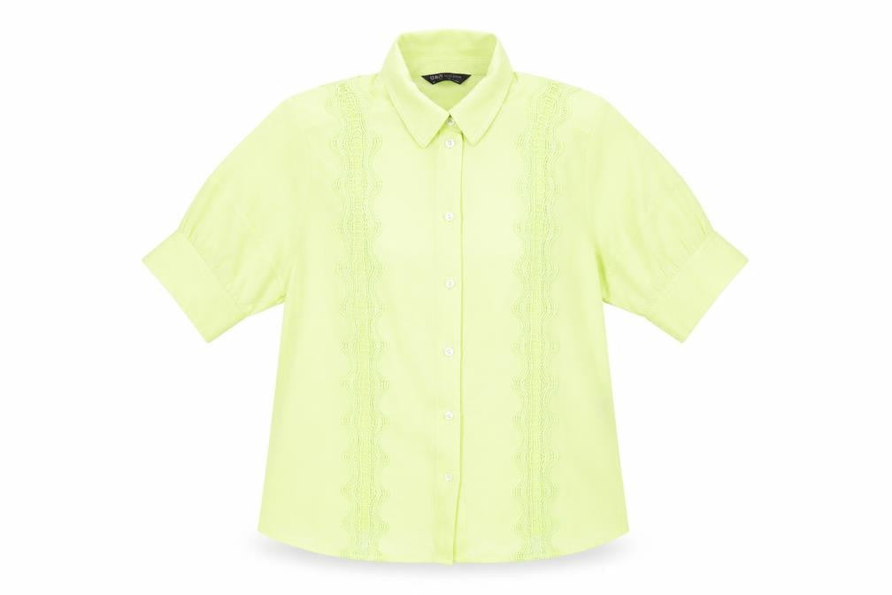 Marks & Spencer Womens Yellow Polyester Basic Button-Up Size 12 Collared