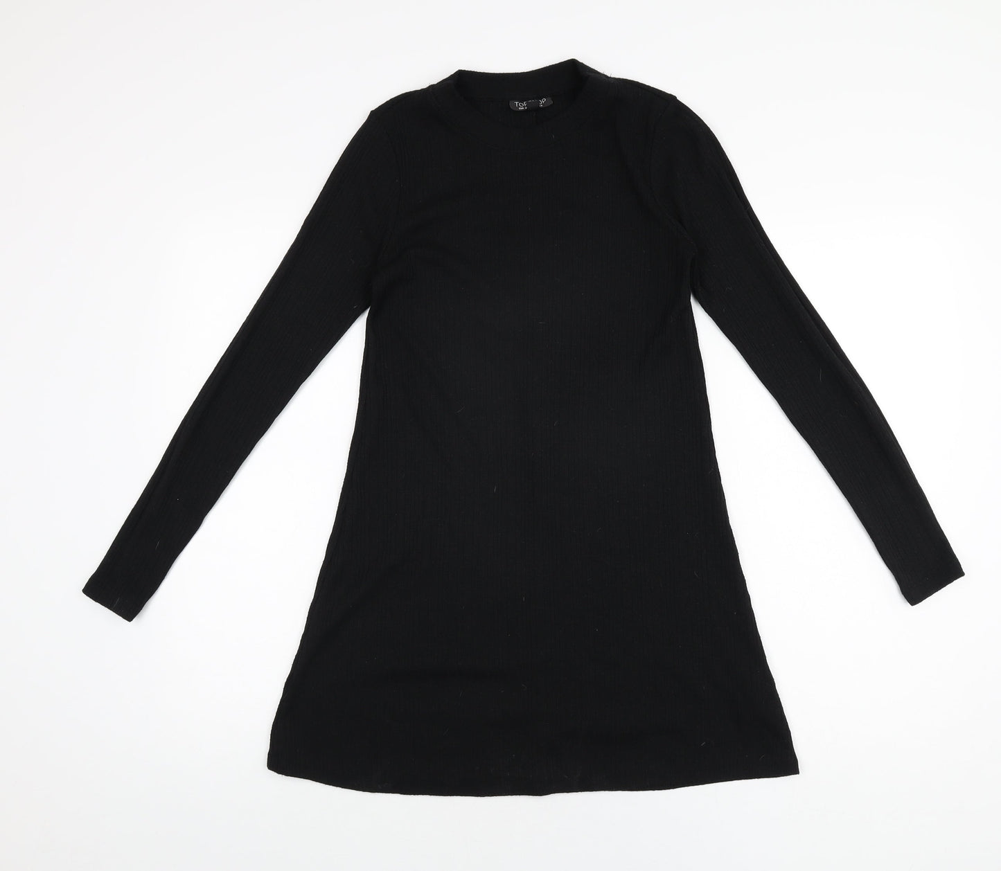 Topshop Womens Black Polyester Shift Size 8 High Neck Pullover